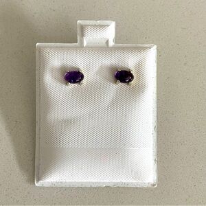 Sterling Silver 925 Cabachon Amethyst Earrings